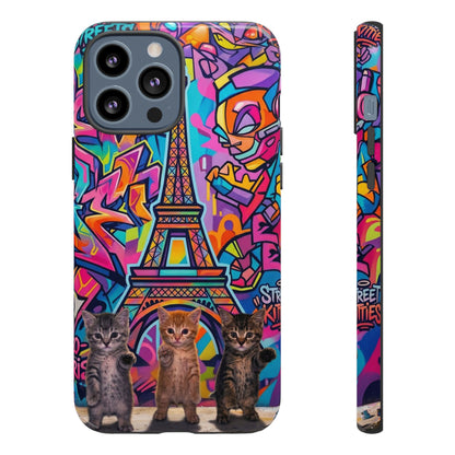 Cat Graffiti Eiffel Phone Case — Colorful Urban Parisian iPhone Cover