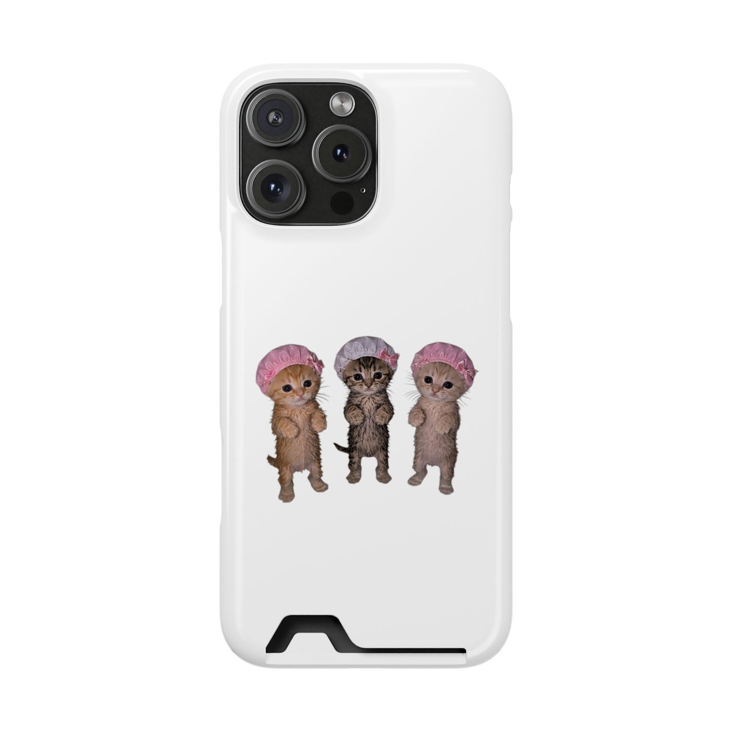 Cute Three Kittens Phone Case with Card Holder