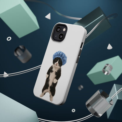 Cute Cat in Shower Cap Magnetic Impact-Resistant Phone Case