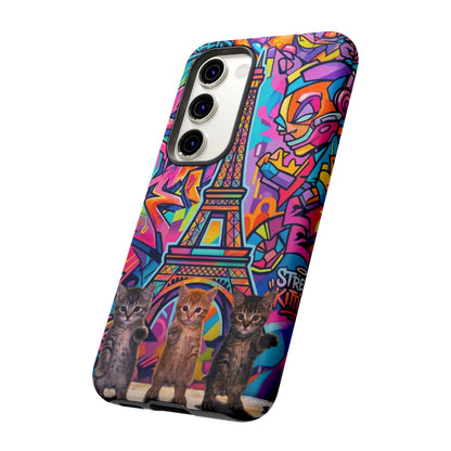 Cat Graffiti Eiffel Phone Case — Colorful Urban Parisian iPhone Cover