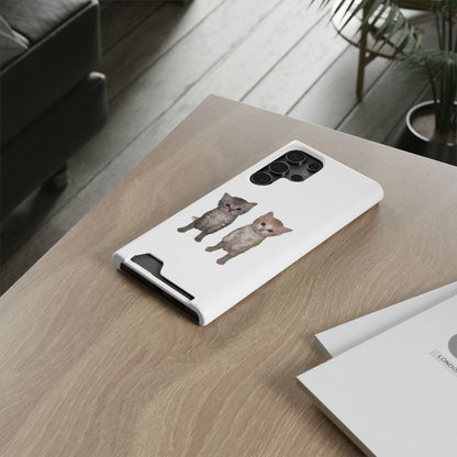 Duo Cute Kitten Phone Case with Card Holder