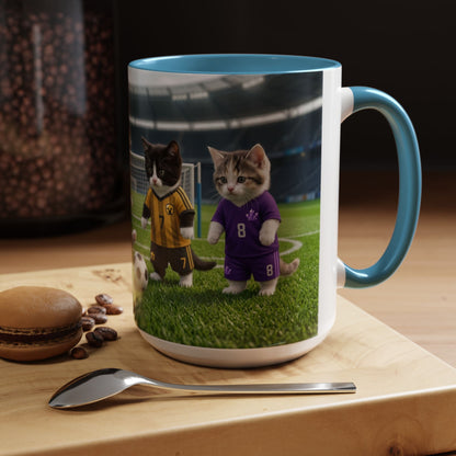 Soccer Kittens Accent Coffee Mug — Cute Cat Soccer Players 11/15oz