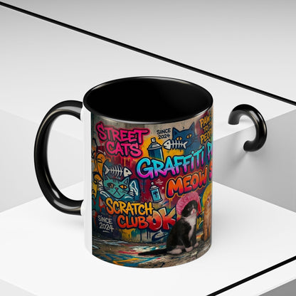 Graffiti Meow Squad Accent Coffee Mug — Cute Kittens ‘Purr-ject’ Street Art Design (11/15oz)