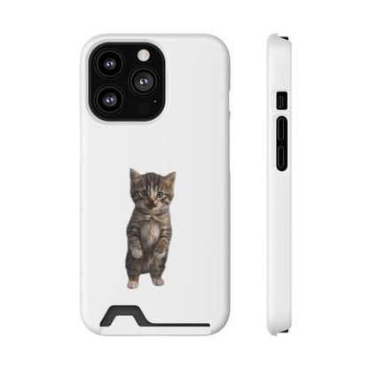 Cute Standing Kitten Phone Case with Card Holder