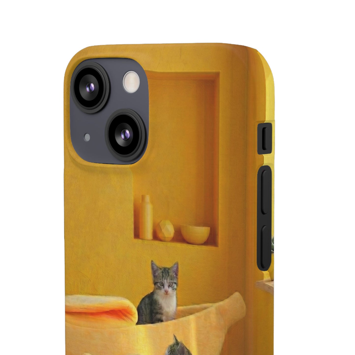 Cat Cozy Phone Case – Cute Kittens in Yellow Living Room Snap Case