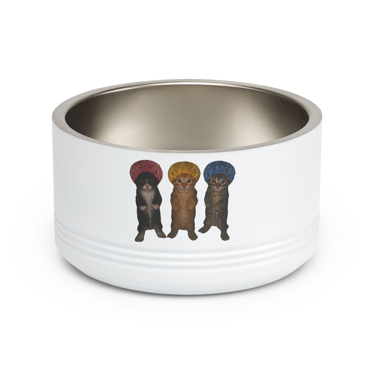 Cute Kittens in Bonnets Trio Pet Bowl Stainless Steel (18oz)