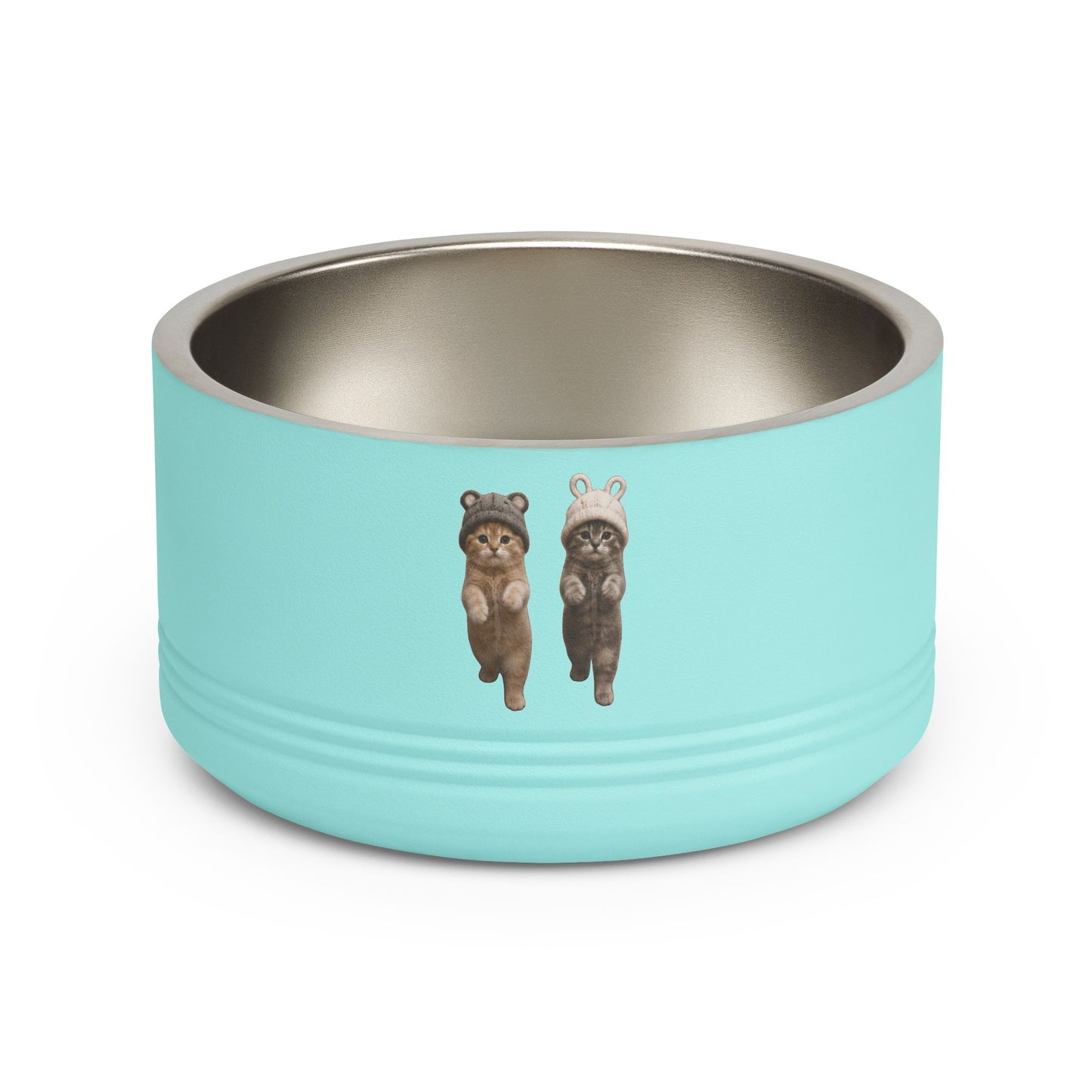 Cute Kittens in Hats Stainless Steel  Pet Bowl  18oz