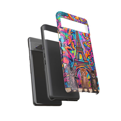 Cat Graffiti Eiffel Phone Case — Colorful Urban Parisian iPhone Cover