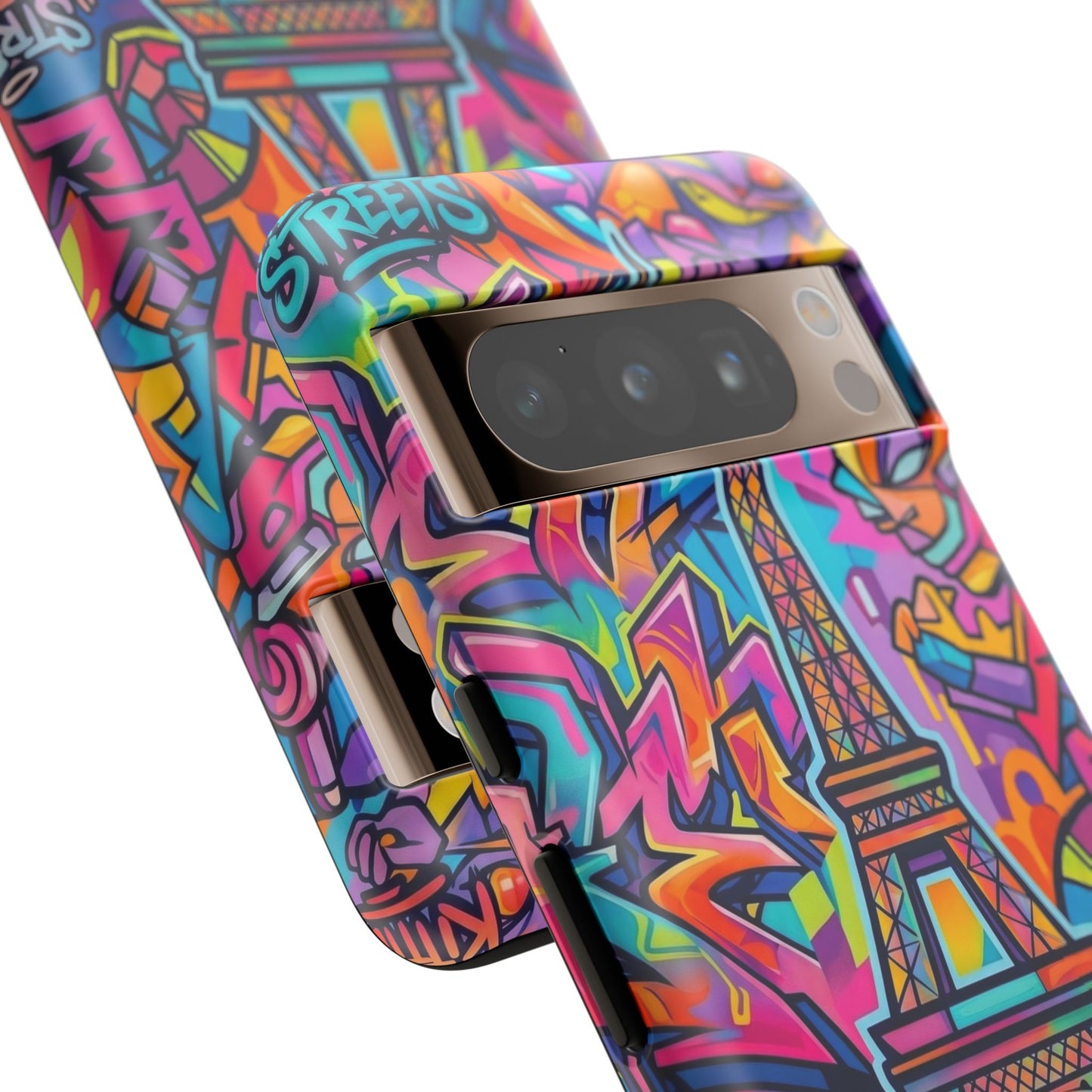 Cat Graffiti Eiffel Phone Case — Colorful Urban Parisian iPhone Cover