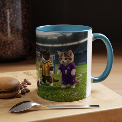 Soccer Kittens Accent Coffee Mug — Cute Cat Soccer Players 11/15oz