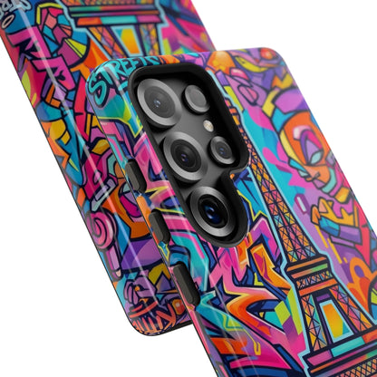 Cat Graffiti Eiffel Phone Case — Colorful Urban Parisian iPhone Cover