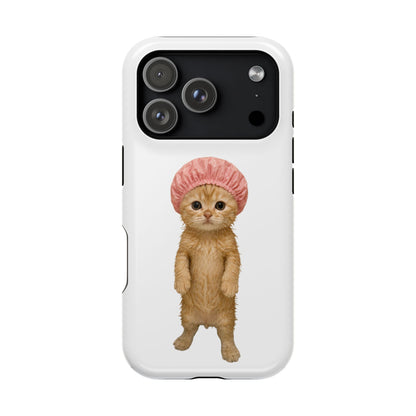 Cute Kitten in Shower Cap Magnetic Impact-Resistant Phone Case