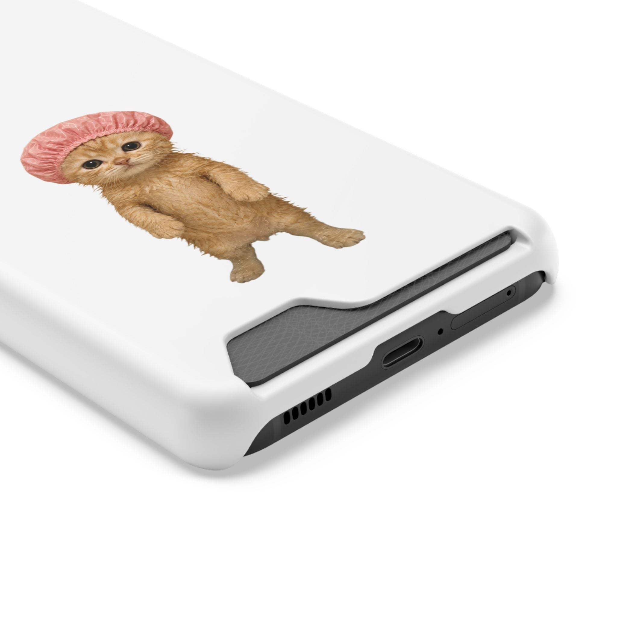 Cute Cat Shower Cap Phone Card Case