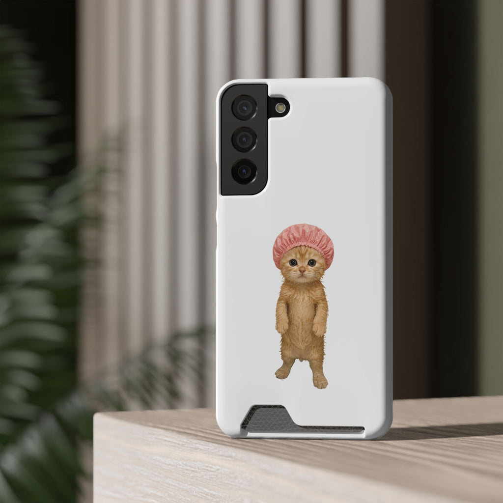 Cute Cat Shower Cap Phone Card Case