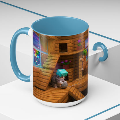 Cozy Cat Tree Accent Coffee Mug — Cute Kitten Window Scene (11/15 oz)