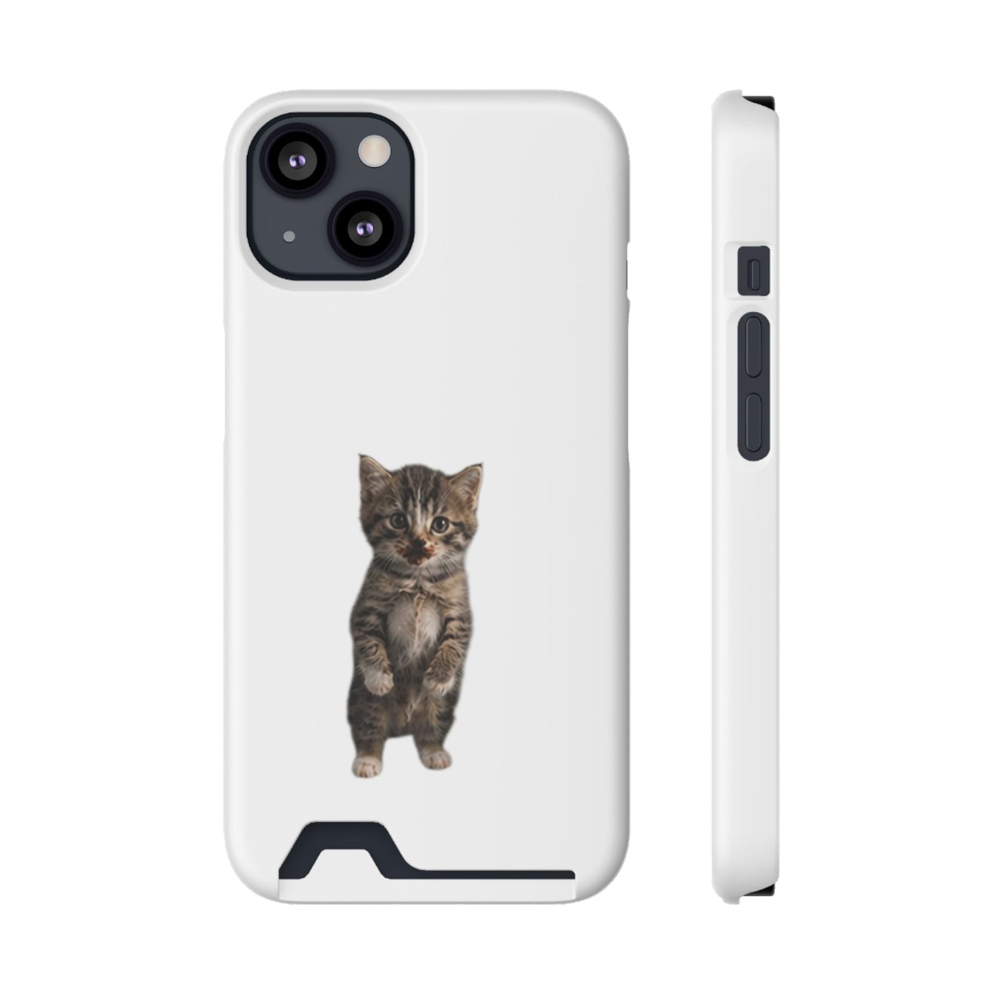 Cute Standing Kitten Phone Case with Card Holder