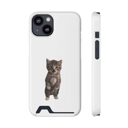 Cute Standing Kitten Phone Case with Card Holder