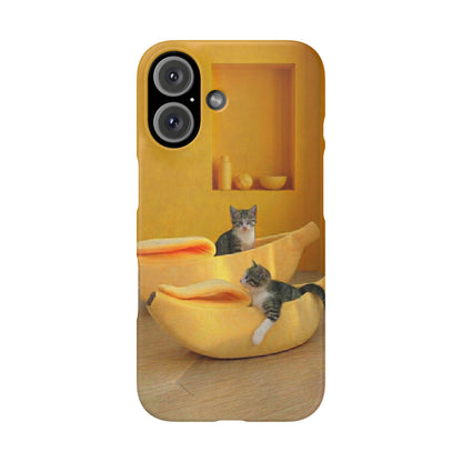 Cat Cozy Phone Case – Cute Kittens in Yellow Living Room Snap Case
