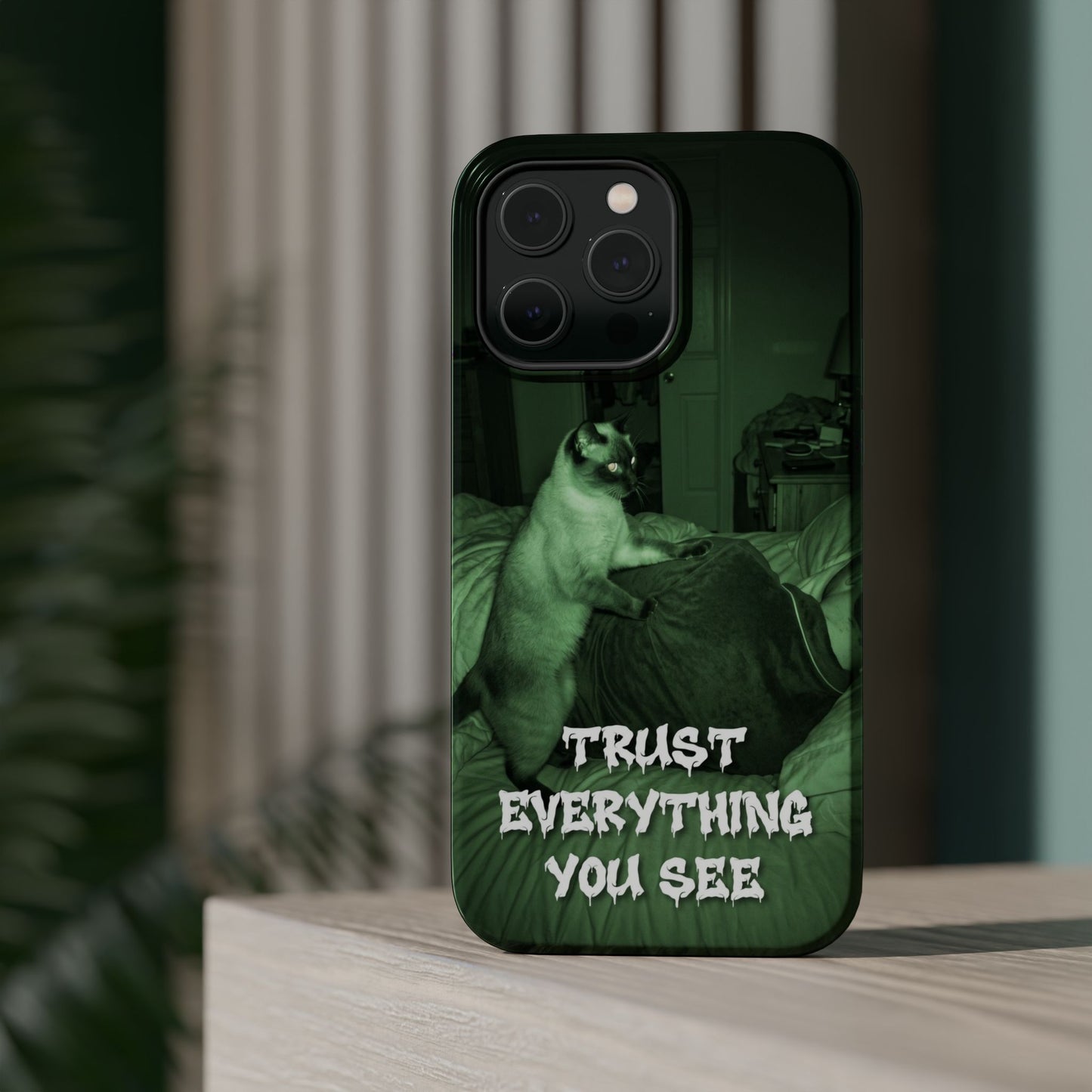 Phone Case 'Trust Everything You See' Green Dog Photo Magnetic Impact-Resistant Case