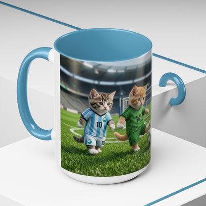 Soccer Kittens Accent Coffee Mug — Cute Cat Soccer Players 11/15oz