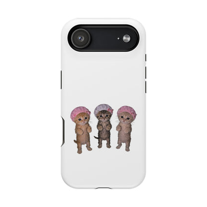 Cute Standing Kittens with Shower Caps  Phone Case