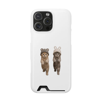 Kawaii Cats with Bear & Bunny  Cute Cat Duo Phone Card Case