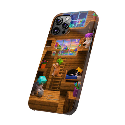 Minecraft Cozy Treehouse Slim Phone Case — Gamer Pixel Cabin Design