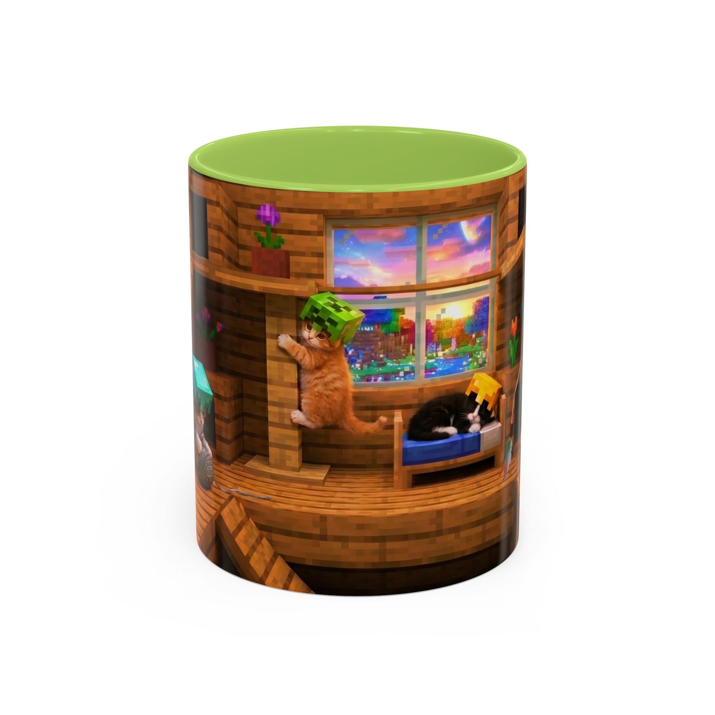 Cozy Cat Tree Accent Coffee Mug — Cute Kitten Window Scene (11/15 oz)