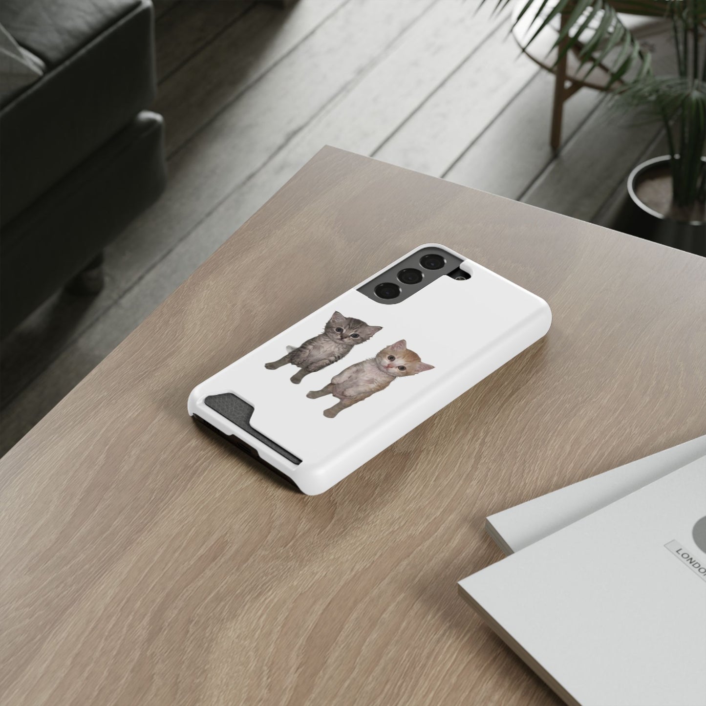 Duo Cute Kitten Phone Case with Card Holder