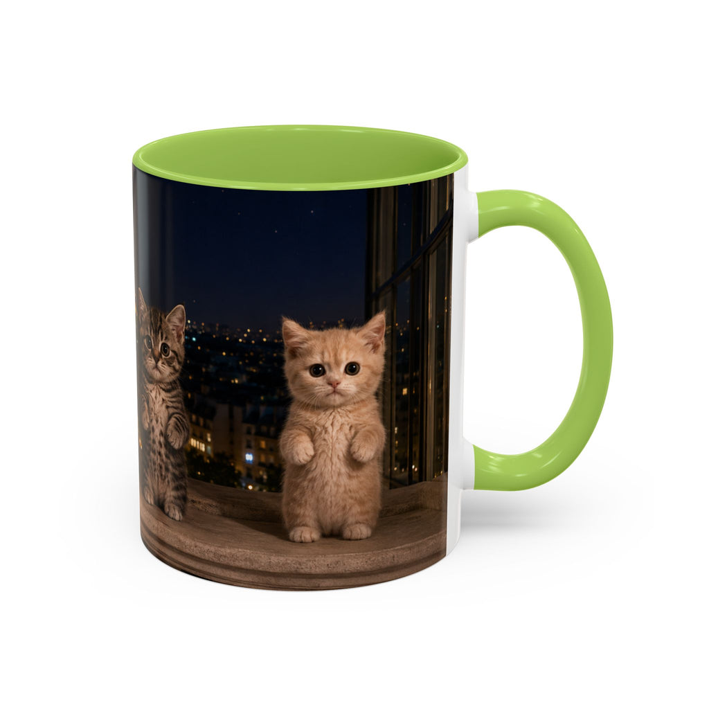 Paris Kittens Coffee Mug — Cute Cat Nightscape Accent Mug (11/15 oz)