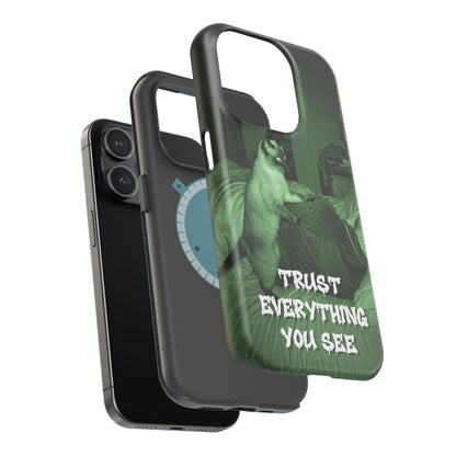 Phone Case 'Trust Everything You See' Green Dog Photo Magnetic Impact-Resistant Case