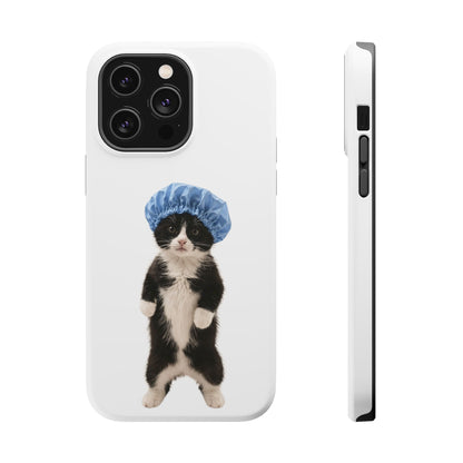 Cute Cat in Shower Cap Magnetic Impact-Resistant Phone Case