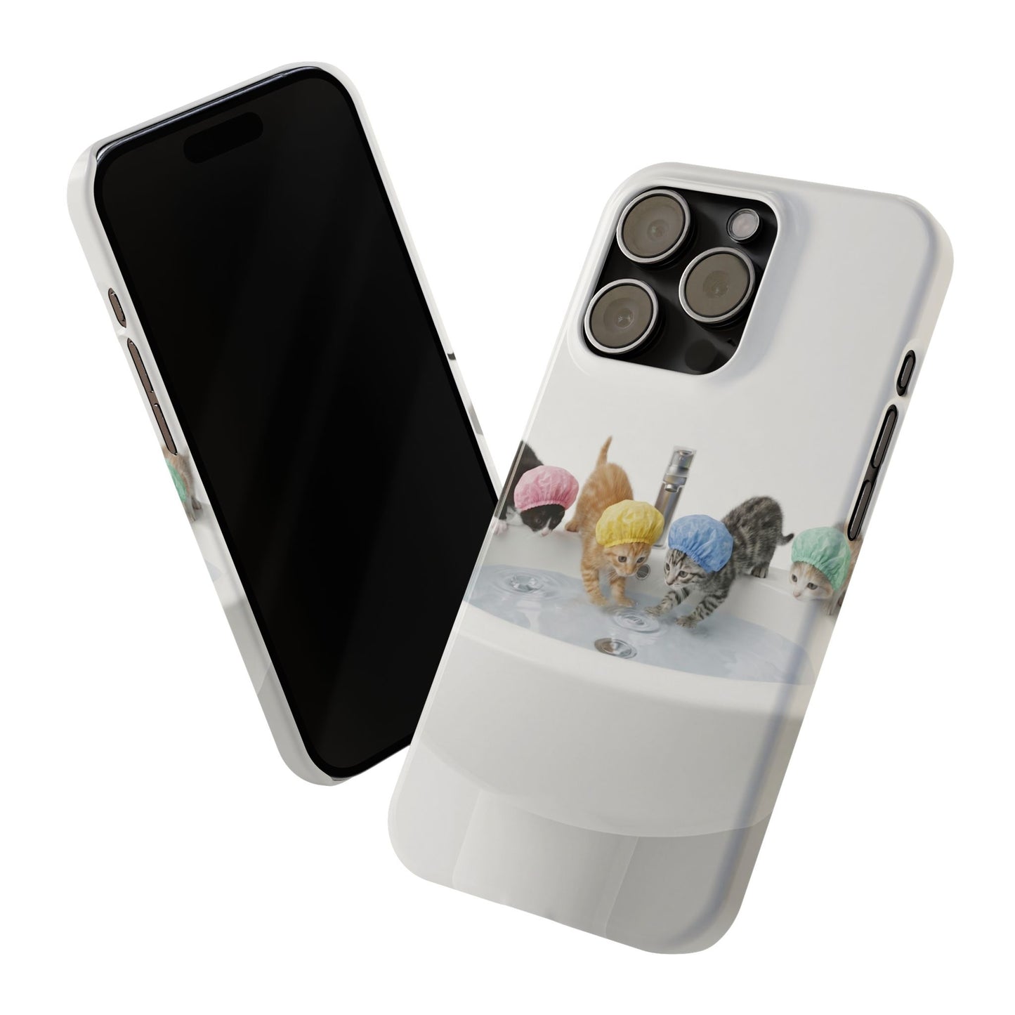 Slim Phone Case — Cute Kittens in Bathtub Design