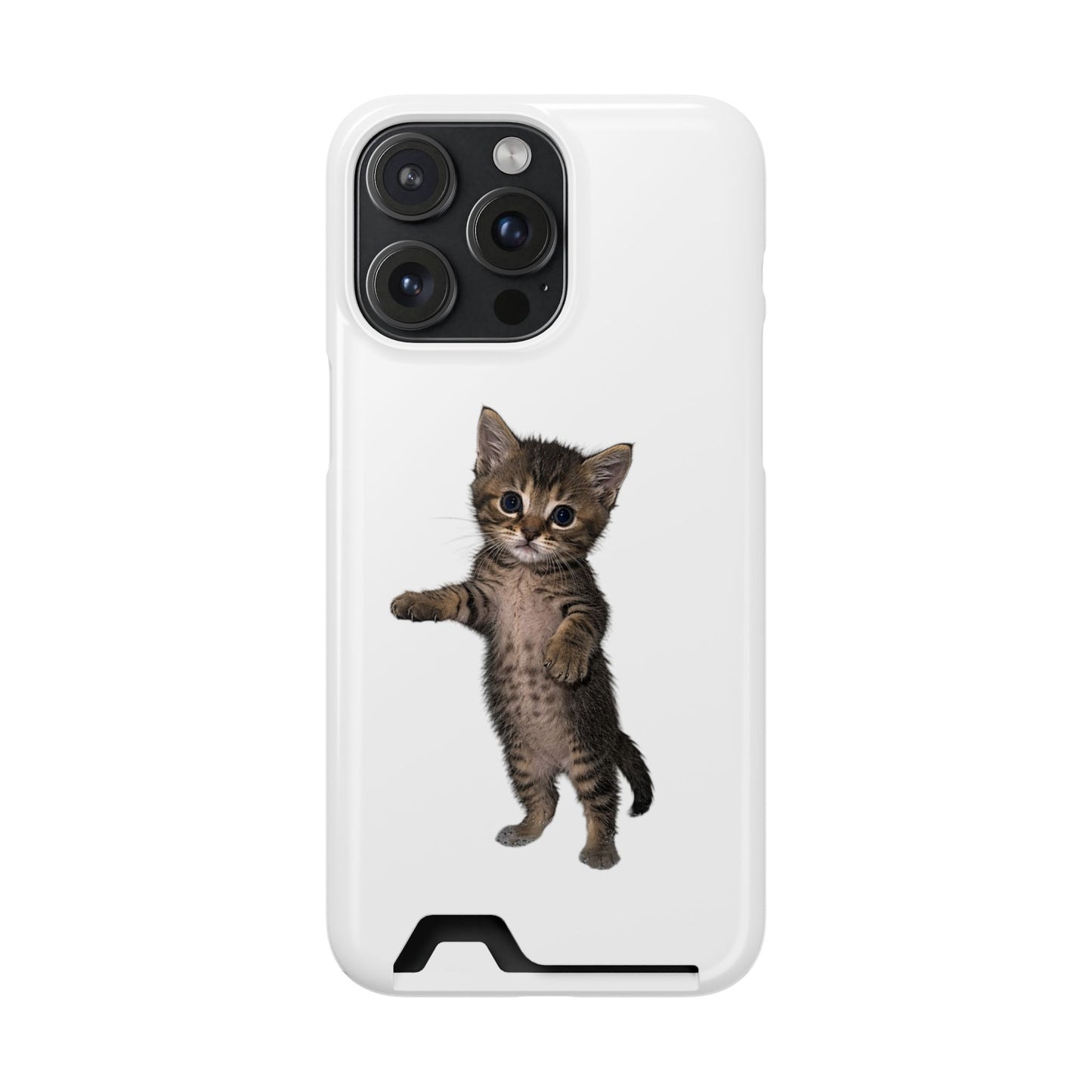 Cute Standing Kitten Phone Case with Card Holder