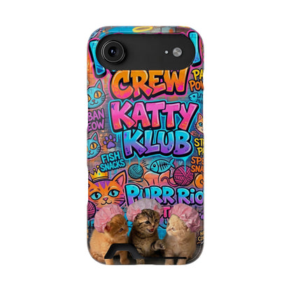 Cat Crew Katty Klub Phone Card Case — Cute Graffiti Kitten Wallet Phone Case