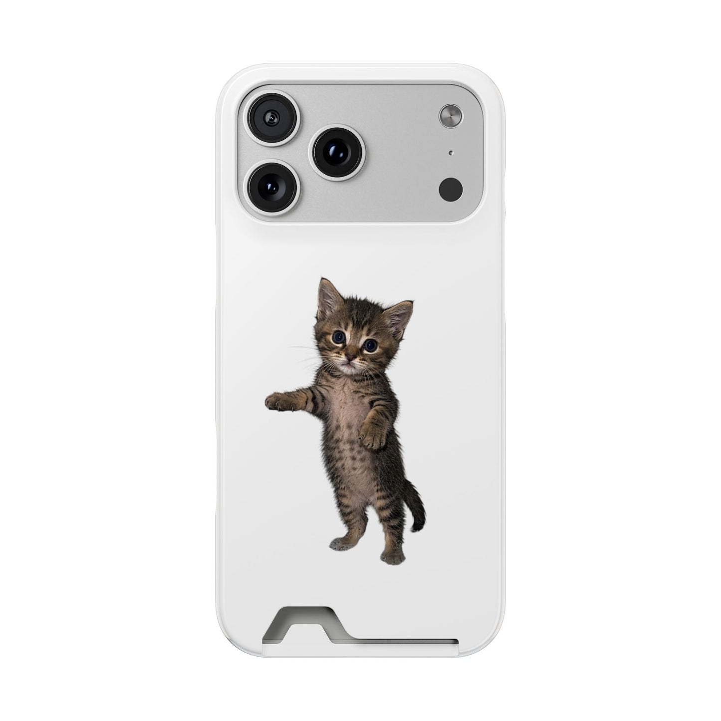 Cute Standing Kitten Phone Case with Card Holder