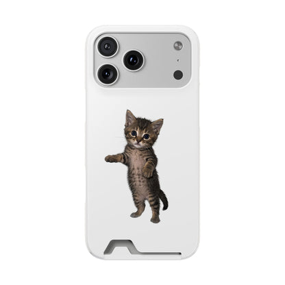 Cute Standing Kitten Phone Case with Card Holder