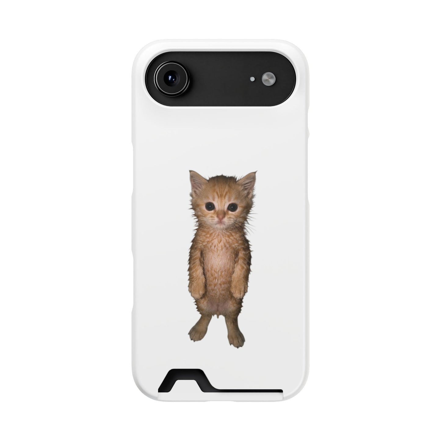 Cute Standing Kitten Phone Case with Card Holder