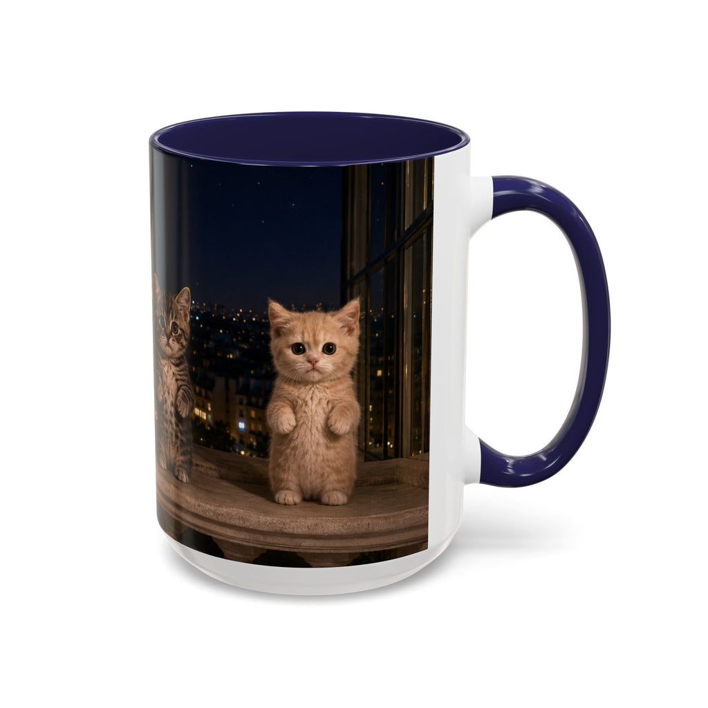 Paris Kittens Coffee Mug — Cute Cat Nightscape Accent Mug (11/15 oz)