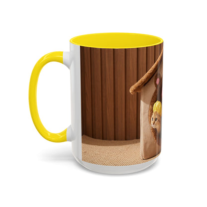 Cute Kittens in Shower Caps Accent Coffee Mug — Pink Interior 11/15oz