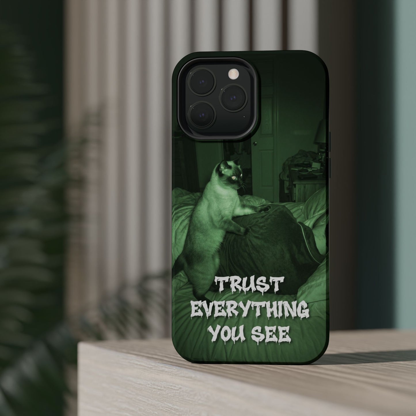 Phone Case 'Trust Everything You See' Green Dog Photo Magnetic Impact-Resistant Case