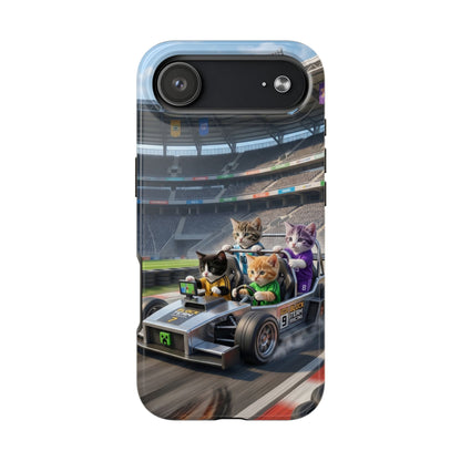 Racing Cats Tough Phone Case — Cute Kittens Driving Racecar Phone Cover