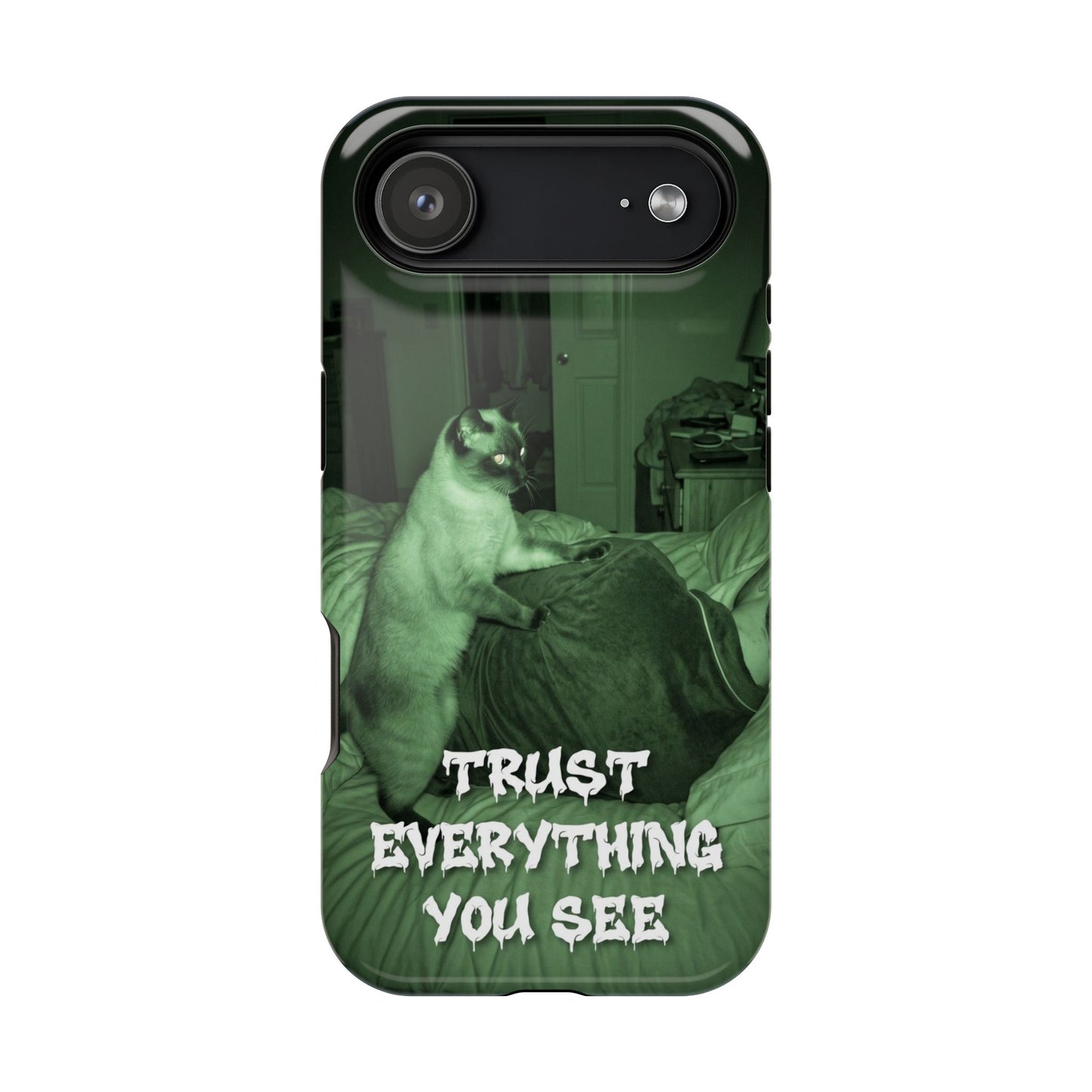 Phone Case 'Trust Everything You See' Green Dog Photo Magnetic Impact-Resistant Case
