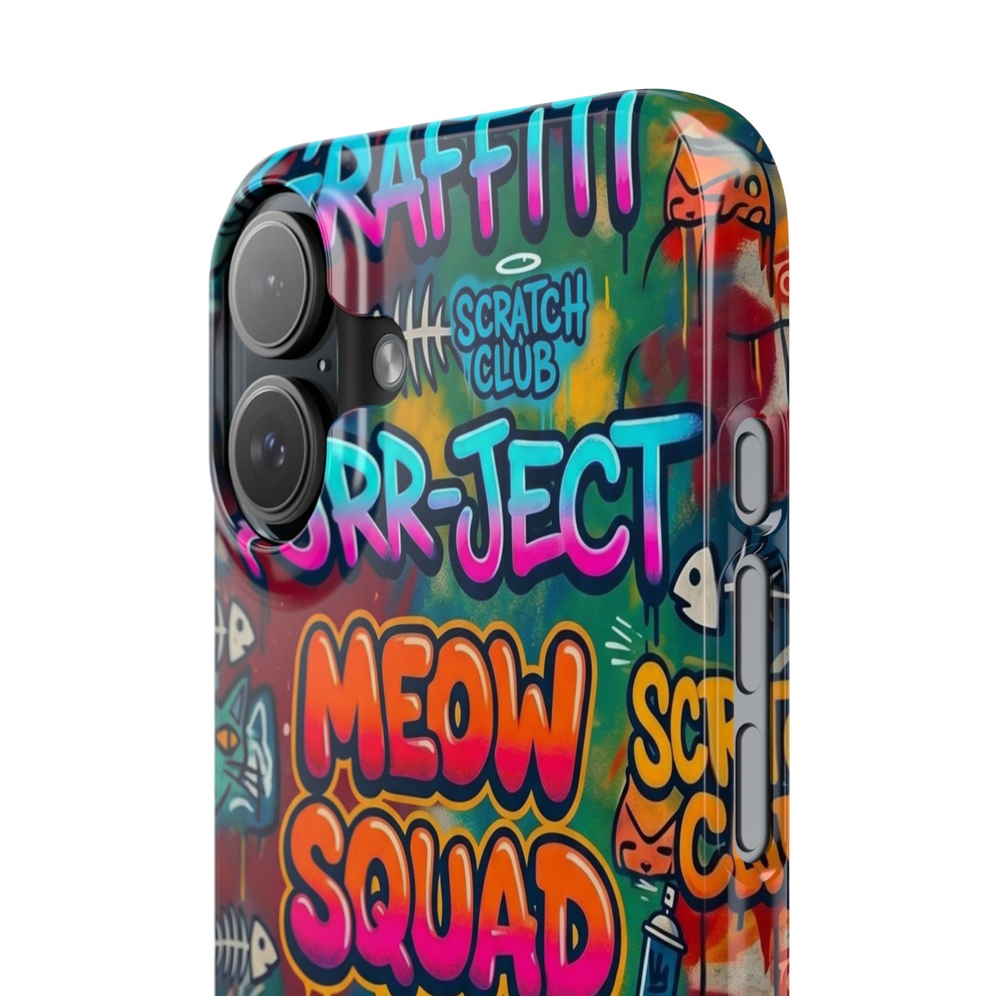 Meow Squad Graffiti Phone Case — Colorful Cat Crew Slim Case