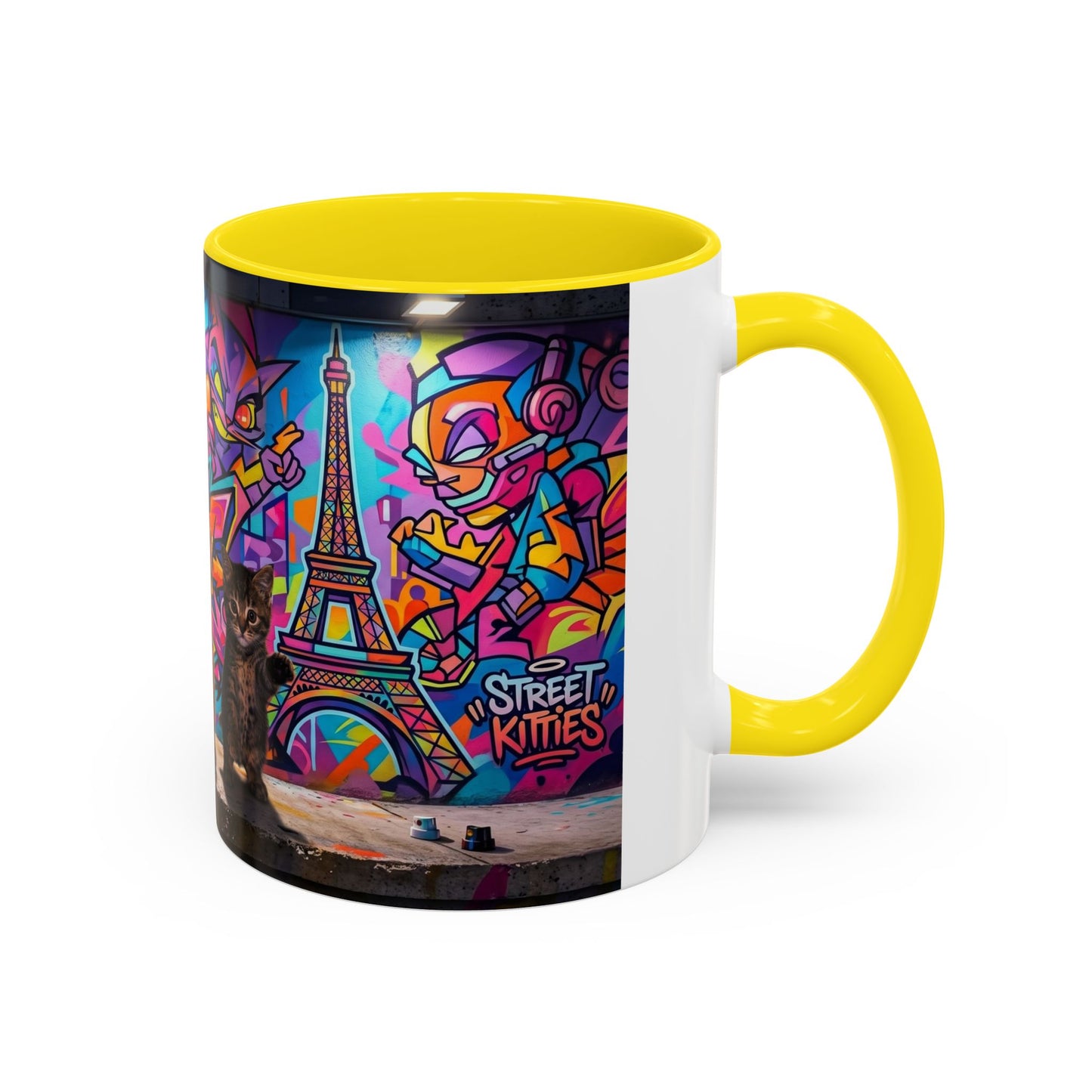 Street Kitties Graffiti Coffee Mug — Colorful Cat Art Accent Mug (11/15oz)