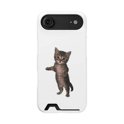 Cute Standing Kitten Phone Case with Card Holder