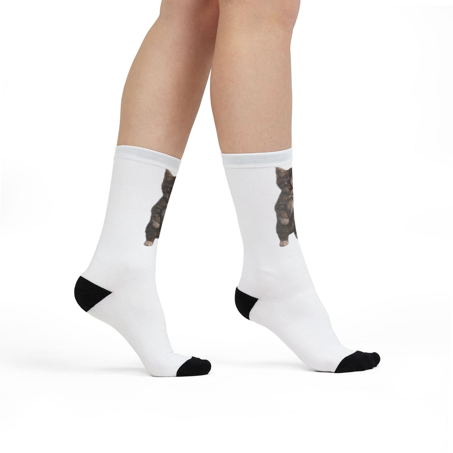 Cute Standing Kitten Sublimation Crew Socks
