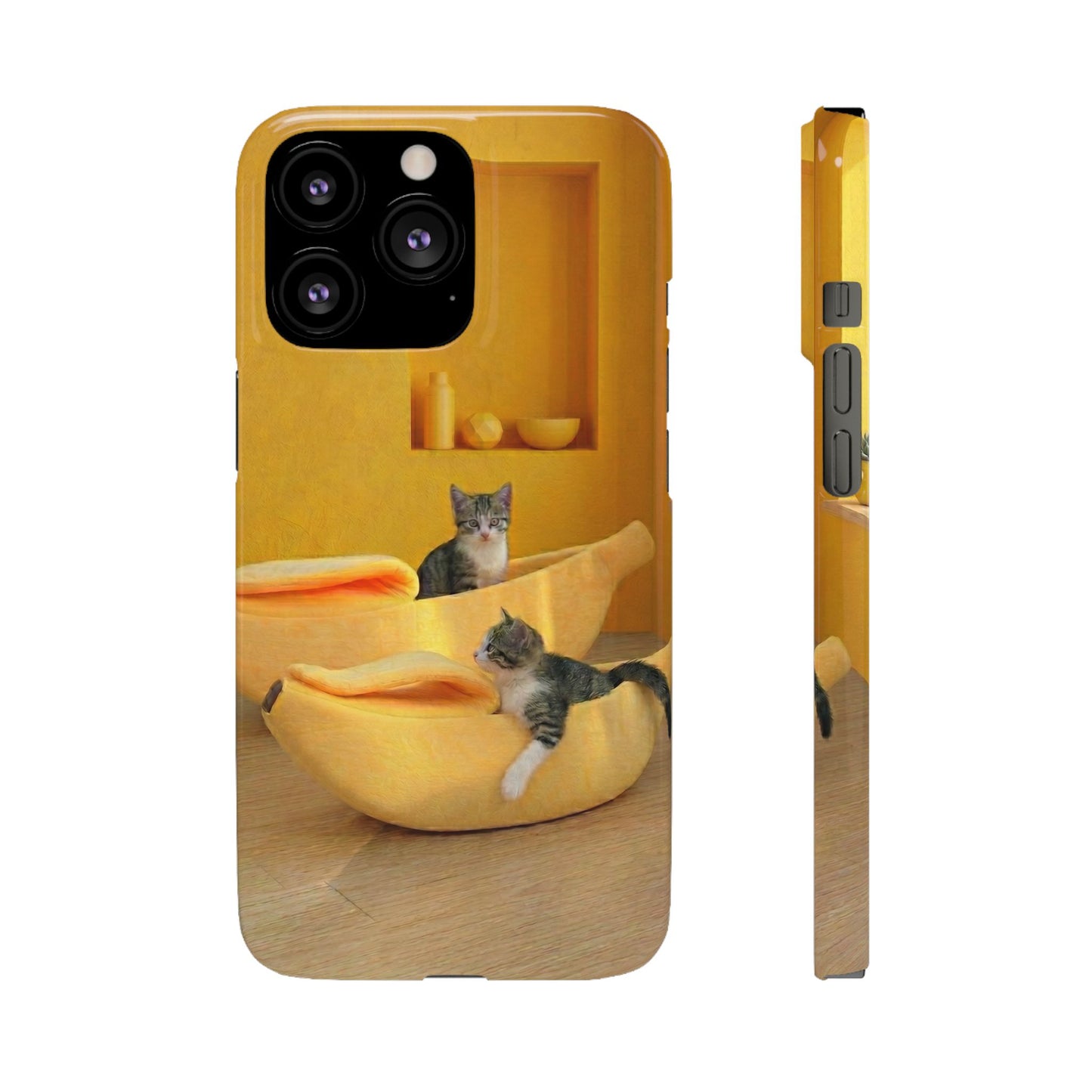 Cat Cozy Phone Case – Cute Kittens in Yellow Living Room Snap Case