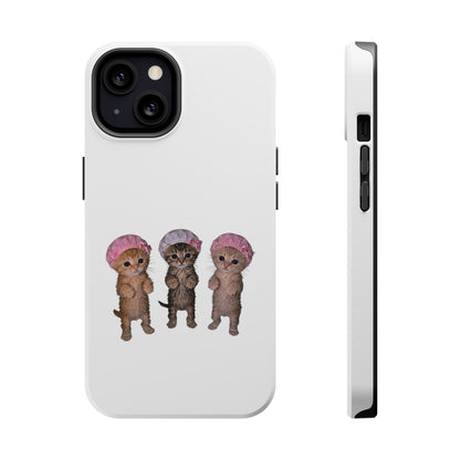 Cute Standing Kittens with Shower Caps  Phone Case