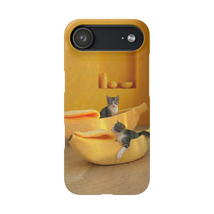 Cat Cozy Phone Case – Cute Kittens in Yellow Living Room Snap Case